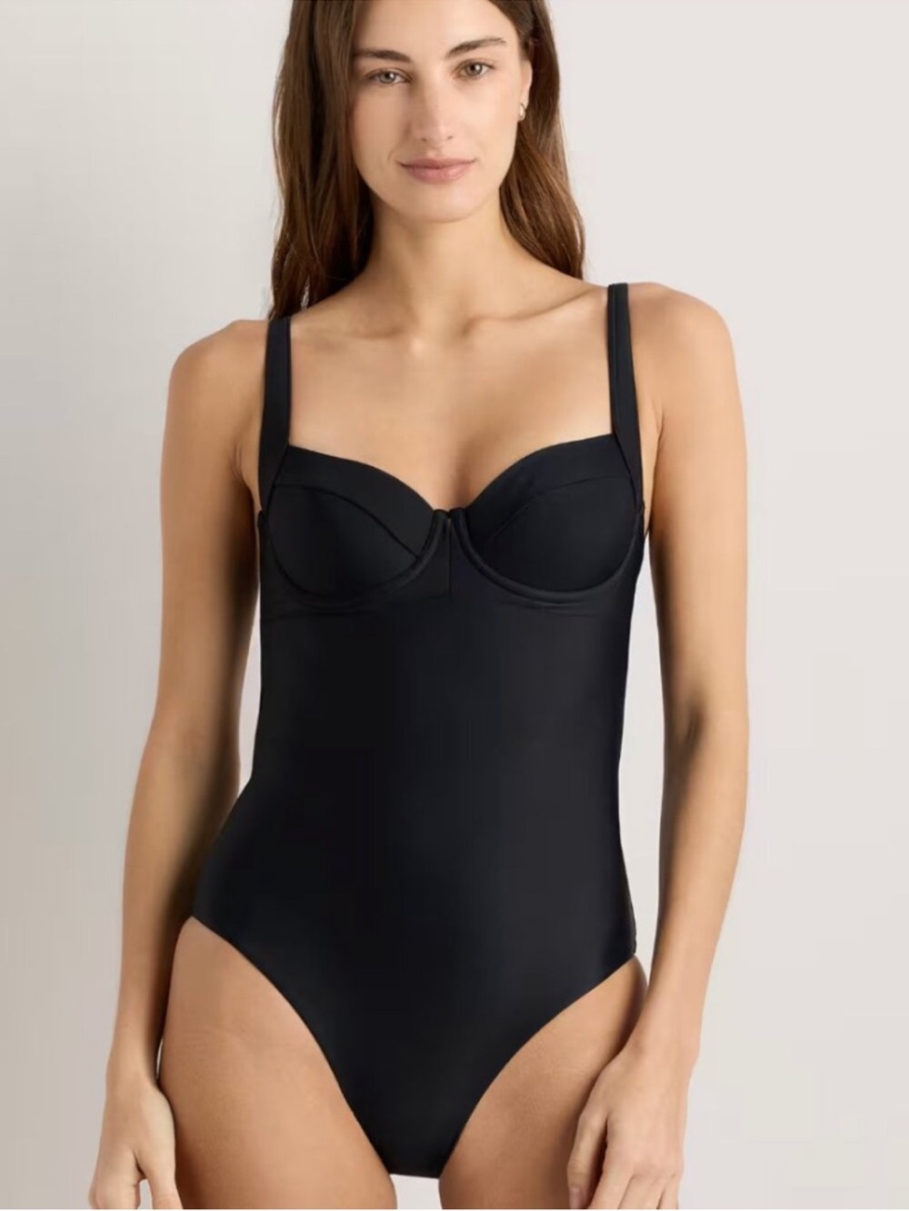 Quince Italian Underwire One-Piece Swimsuit Black S NWT